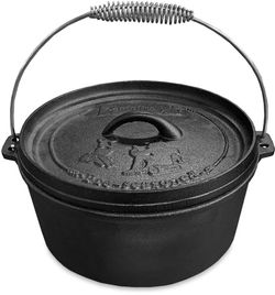 Campfire Cast Iron Camp Oven 4.5 Quart − Lid lifter raised