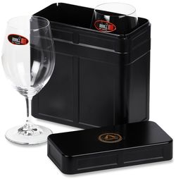 Scorpro Explorer Box with 2 RIEDEL Ouverture Magnum Wine Glasses - Designed to travel upright with the glasses standing inside