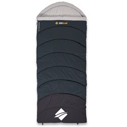 OZtrail Kingsford Hooded Sleeping Bag -3 degrees C - Soft-touch low noise brushed polyester outer shell and lining