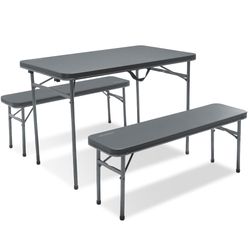 OZtrail Ironside Recreation Table & Bench 3 Pce Set