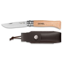 Opinel N°08 Stainless Steel Knife + Sheath − Folding knife with sheath kit