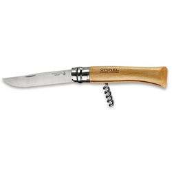 Opinel N°10 Corkscrew Knife − Corkscrew & stainless steel knife with a beech wood handle