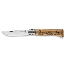 Opinel N°08 Animalia Chamois Knife − 8.5 cm Sandvik 12C27 Stainless Steel blade with oak handle