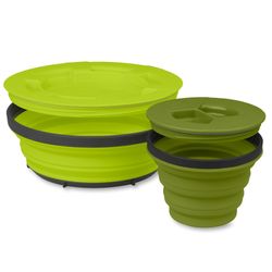 Sea to Summit X−Seal & Go Set Small Olive − Constructed from food grade and heat−resistant silicone, with quick−close lids