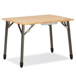 OZtrail Bamboo Table 65cm − Lightweight aluminium frame with weather−resistant bamboo tabletop