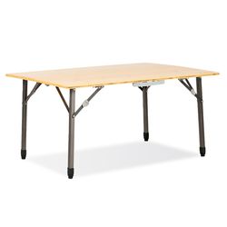 OZtrail Bamboo Table 100cm − Lightweight aluminium frame with weather−resistant bamboo tabletop