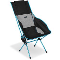 Helinox Savanna Chair Black & Cyan − Features a high back, wider seat, and drink holder