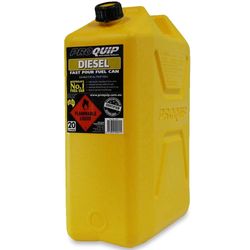 Pro Quip 20 Litre Plastic Fast Pour Fuel Can Diesel Yellow − Australian made