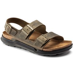 Birkenstock Milano Cross Town Sandal Regular Faded Khaki Waxy Leather − A rugged version of the classic Milano that is perfect for an outdoors adventure or cross−town travel