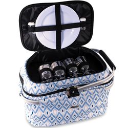 Avanti 4 Person Insulated Cooler Picnic Basket Ikat − 