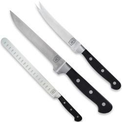 Oklahoma Joe's Blacksmith 3−Piece Knife Set − Knife kit that includes a brisket knife, boning knife and utility knife