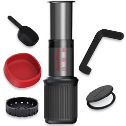 AeroPress Go Travel Coffee Press − Includes AeroPress Go Coffee maker, filter cap, compact paddle, chamber, 350 paper filters, and mug with lid