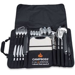 CampBoss Cutlery Roll − 24−piece roll holds all your camp cooking needs in one package
