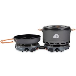 JetBoil Genesis Basecamp Stove System - Dual-burner super compact camping stove system including pot and fry pan