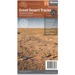 Hema Great Desert Tracks Simpson Desert Sheet 9th Edition − Essential desert tracks map printed on waterproof paper