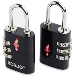 Korjo TSA Combilock Duopack Black 2 Pack − A pair of secure and stylish TSA−approved locks
