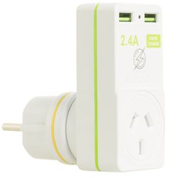 Korjo USB Adaptor − Europe − For use with Australian / NZ appliances PLUS USB−charged devices at home in Australia AND in Europe	