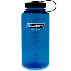 Nalgene Wide Mouth Sustain 1L Bottle Slate Blue with Black Loop Top Closure - Classic BPA/BPS- free Wide Mouth bottle made with material derived from 50% waste plastic
