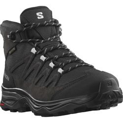 Salomon X Ward Leather Mid GTX Women's Boot Ebony Phantom Black − Women's leather hiking boots featuring classic details and materials