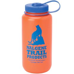 Nalgene Wide Mouth HDPE 1L Bottle Orange with Blue Loop Top Closure Retro Logo - Ultralite water bottle made with BPA/BPS free HDPE