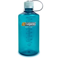Nalgene Narrow Mouth Sustain 1L Bottle Trout Green with Iridescent Platinum Loop Top Closure − Classic BPA/BPS− free Narrow Mouth bottle made with material derived from 50% waste plastic