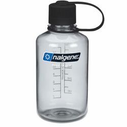 Nalgene Narrow Mouth Sustain 500ml Bottle Grey with Black Loop Top Closure − Classic BPA/BPS− free Narrow Mouth bottle made with material derived from 50% waste plastic