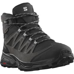 Salomon X Ward Leather Mid GTX Men's Boot Phantom Black Magnet − Men's leather hiking boots featuring classic details and materials