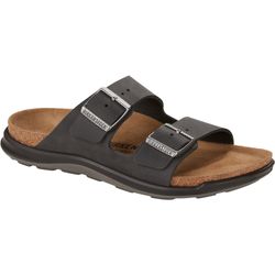 Birkenstock Arizona Cross Town Women's Sandal Regular Black Waxy Leather − Two−strap design with adjustable buckles